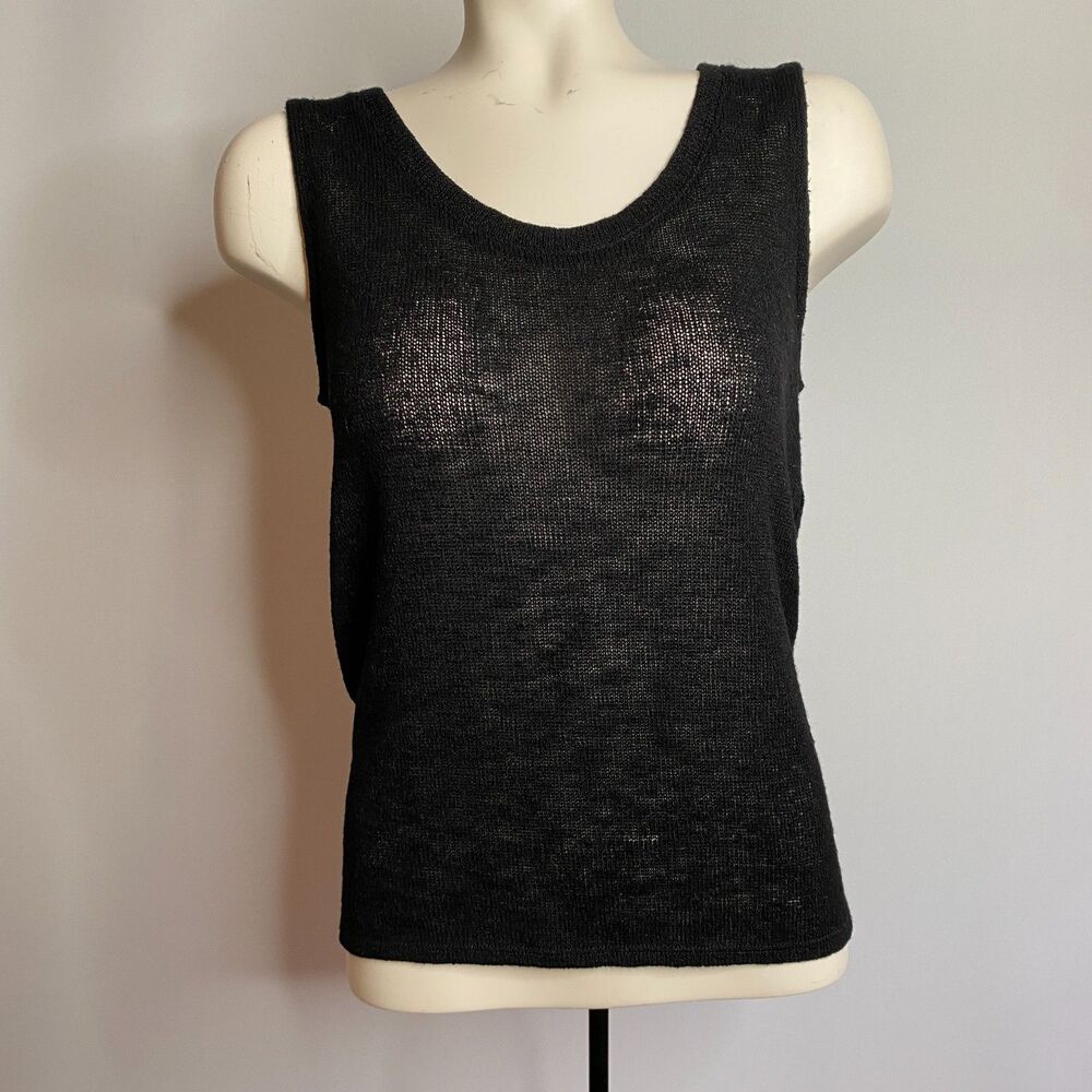 Element Streetwear Black Knit Top Back Keyhole Details Sleeveless Size M